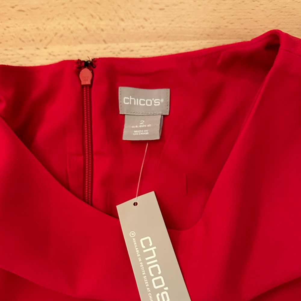 Chico's Red Midi Dress with Flutter Sleeves - Picture 4 of 8